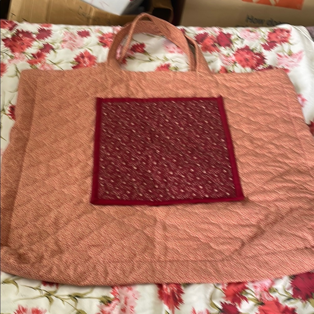 Quilted Cotton Handmade Tote Bag with Front Bag